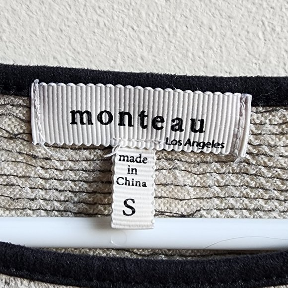 Monteau Light Gray/Black Scoop Neck Sweater Size Small - Picture 11 of 16